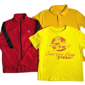 Athletic Jacket, Stranger Things Tee, Mustard Polo Bundle Boys size Medium (8)